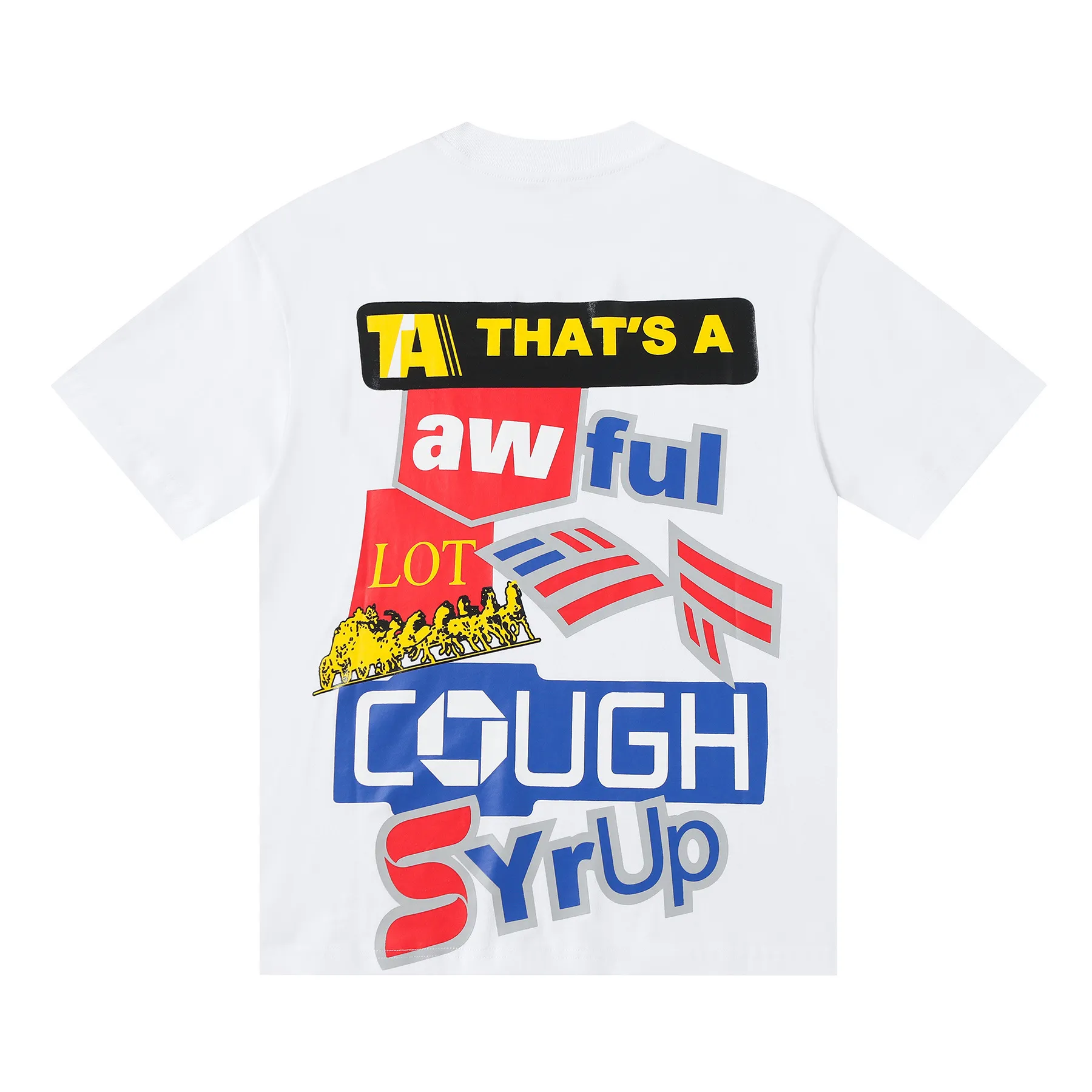 #White/Black ｜ THAT'S A AWFUL LOT OF COUGH SYRUP In Stock Real shot American simple trendy brand loose casual T-shirt Fabric (fabric): 32 counts Weight combed double yarn pure cotton Sizes (size): S-M L X L Color (colour):, Black/White